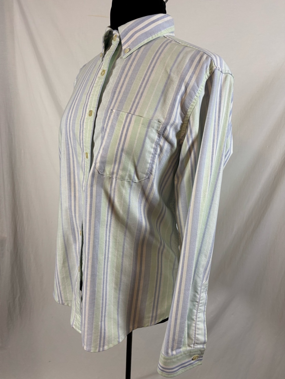 Vintage L.L.Bean Pastel Stripe Oxford Button Down Shirt M Preppy Coastal Cotton